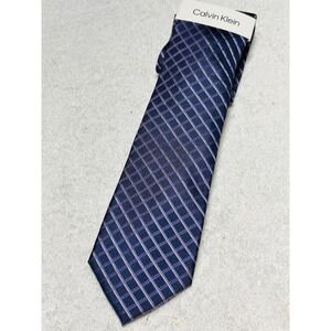 Calvin Klein Silk Blend Tie Blue/Purple Grid Brand New With Tags